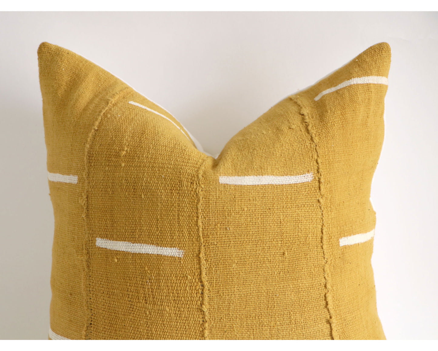 White Lines on Mustard Authentic African Mudcloth Throw Pillow Covers, 10 Sizes