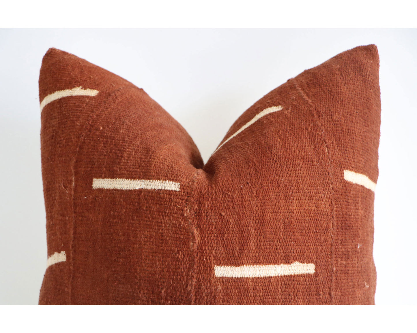 White Lines on Burnt Orange Rust Authentic African Mudcloth Throw Pillow Covers, 10 Sizes