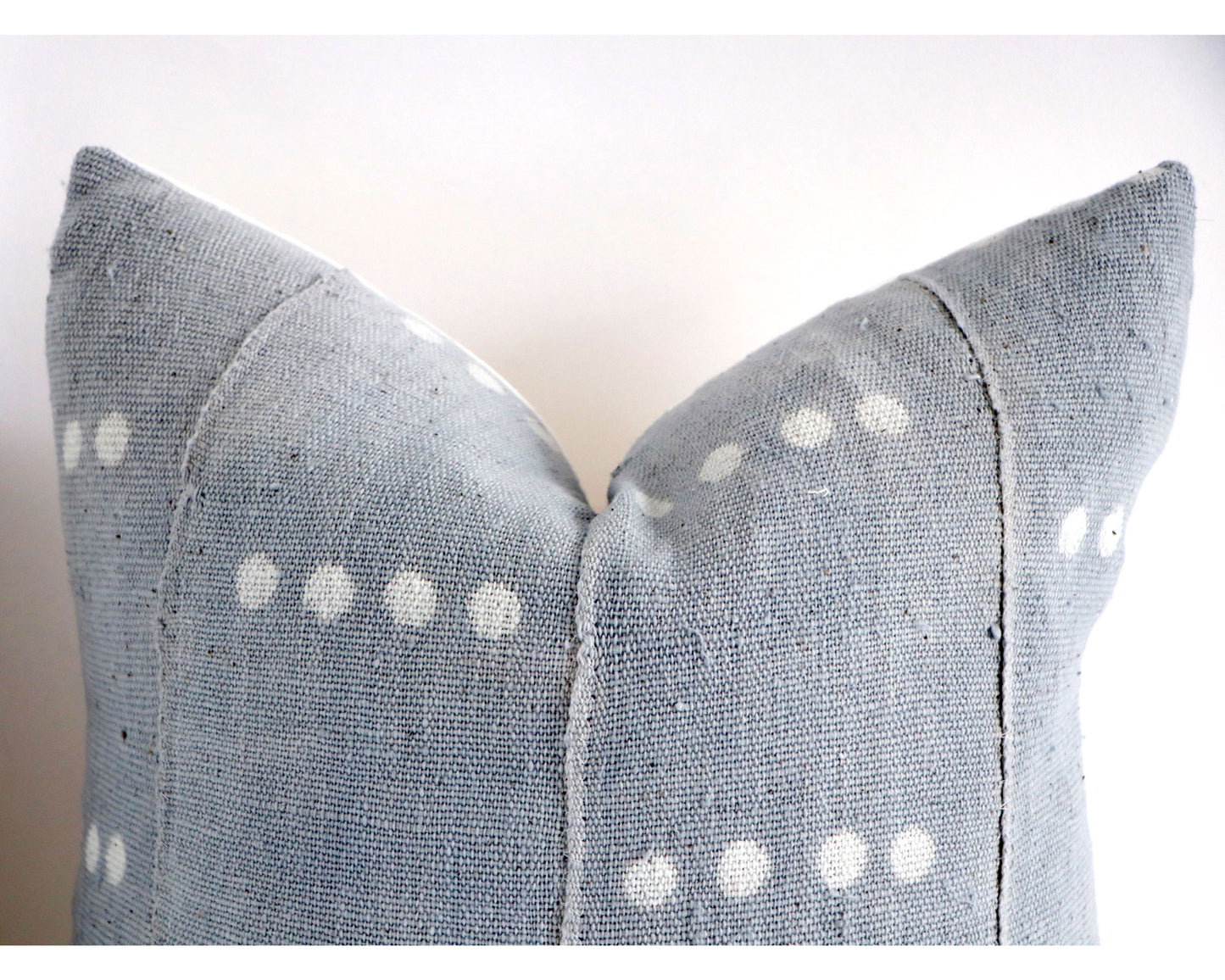 White Dots on Blue Grey Authentic African Mudcloth Throw Pillow Covers, 10 Sizes