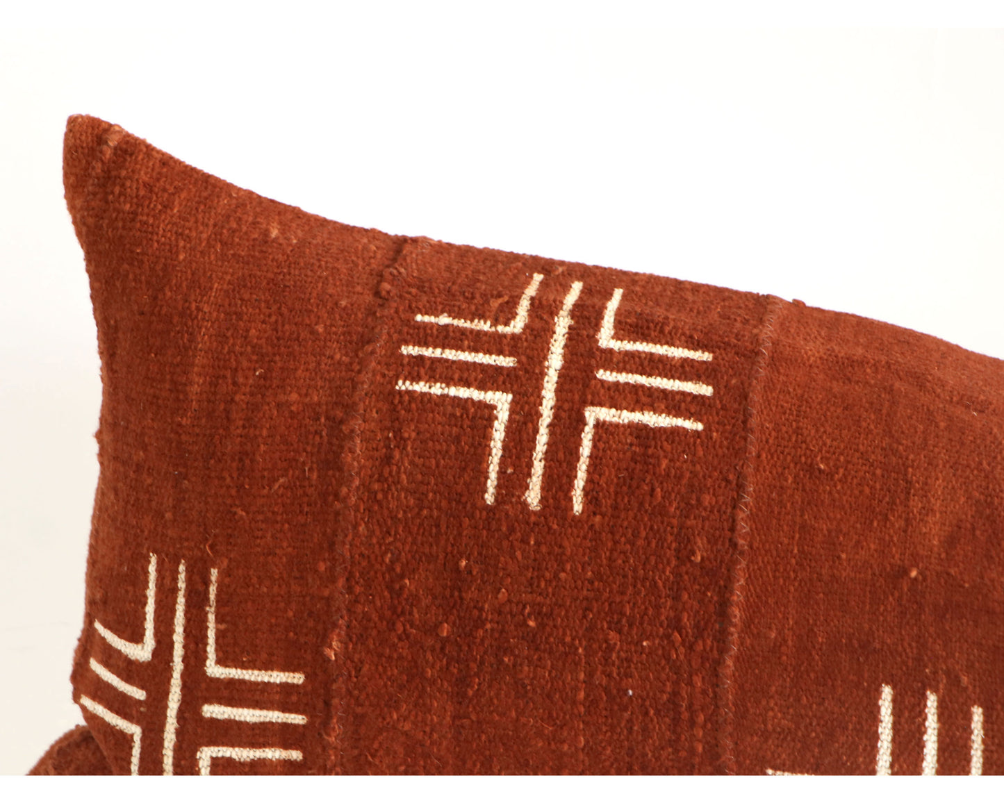 Burnt Orange Rust Authentic African Mudcloth 14x36 Lumbar Pillow Cover