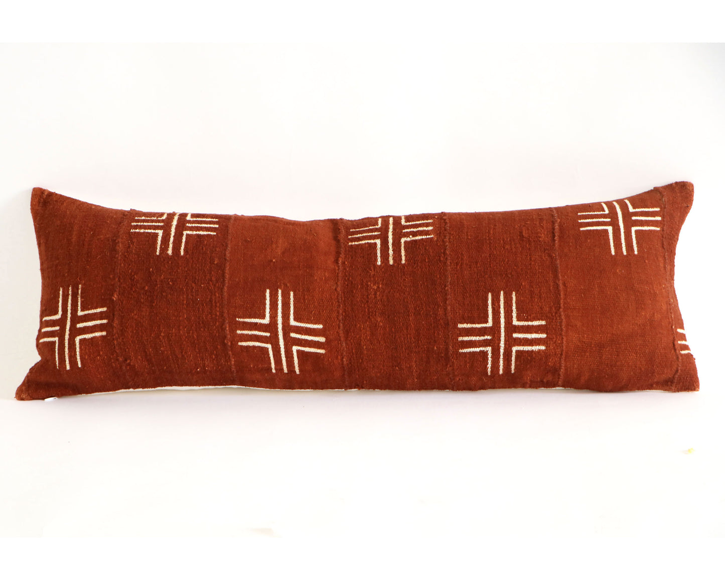 Burnt Orange Rust Authentic African Mudcloth 14x36 Lumbar Pillow Cover