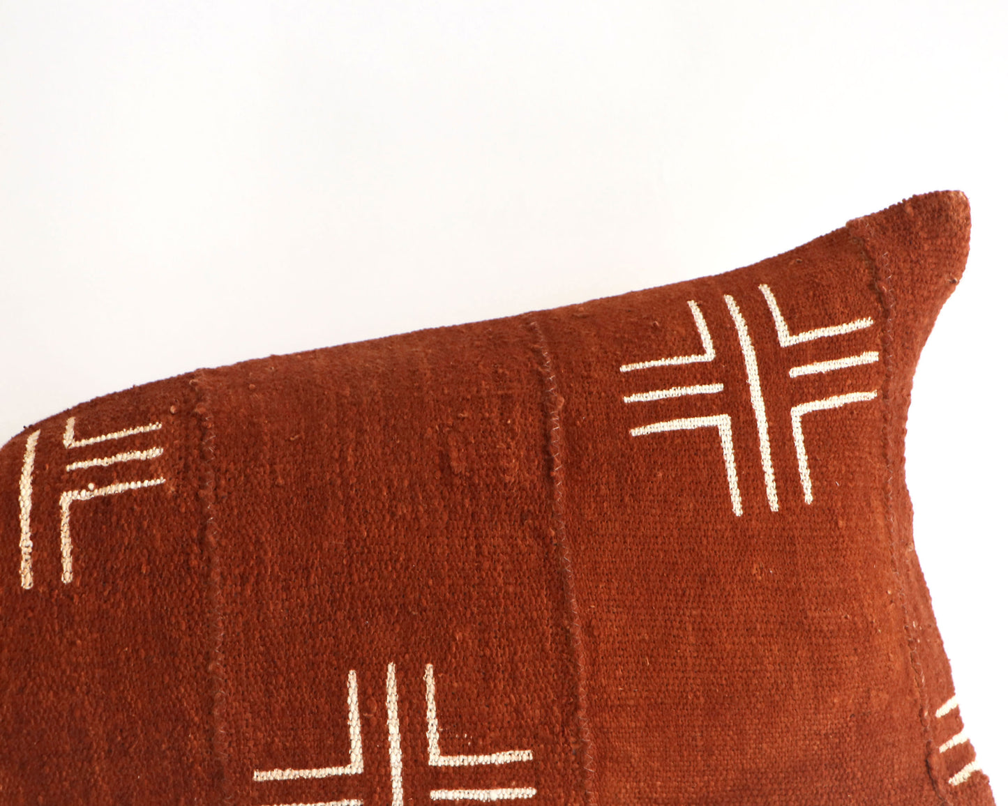 Burnt Orange Rust Authentic African Mudcloth 14x36 Lumbar Pillow Cover