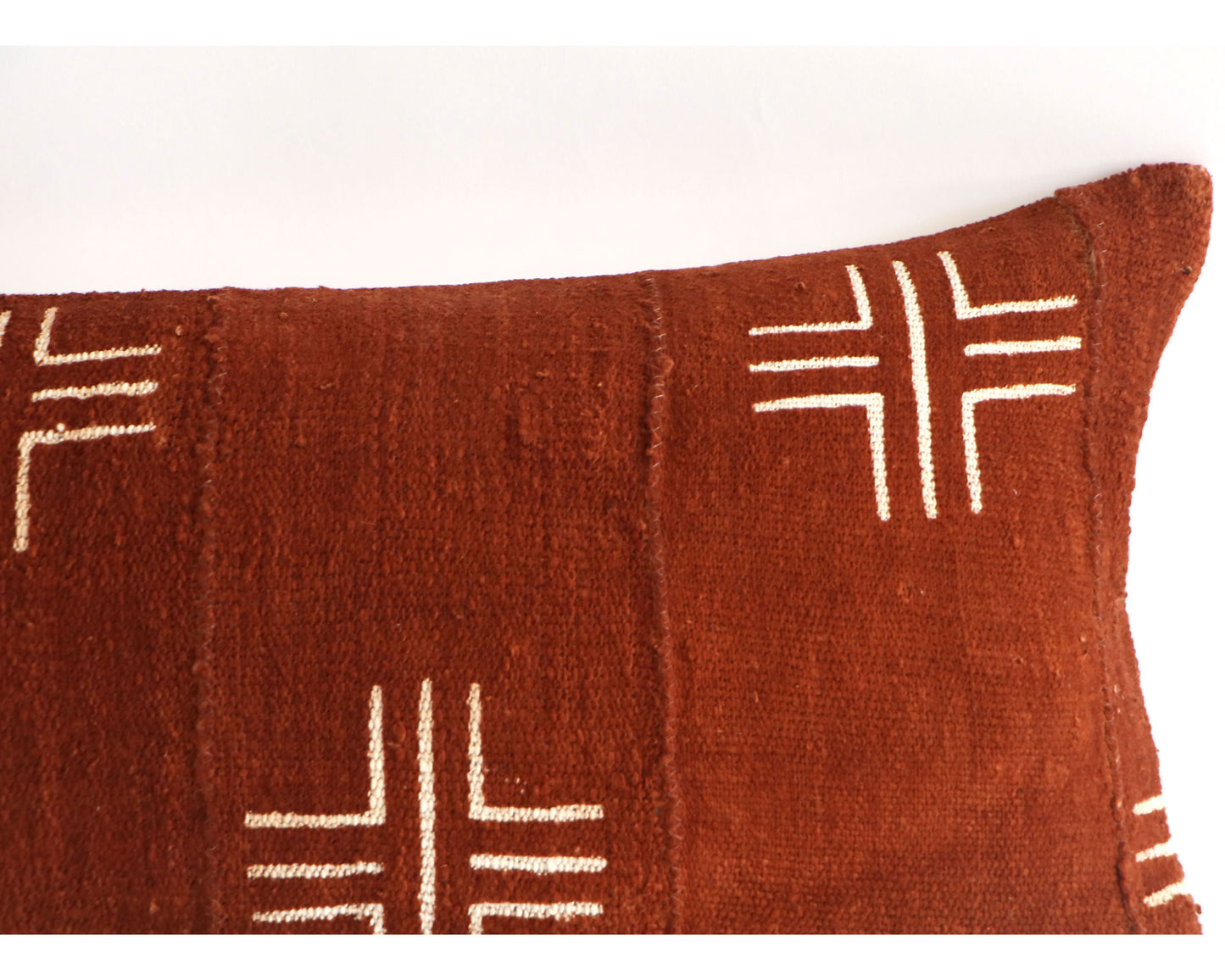 Burnt Orange Rust Authentic African Mudcloth 14x36 Lumbar Pillow Cover